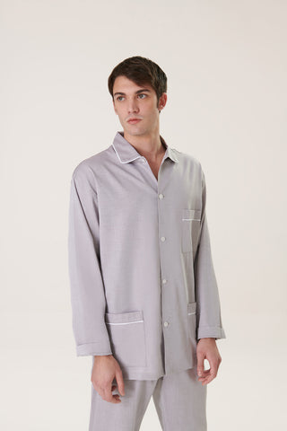 Cotton Pajama Set - Herringbone - Warm Gray