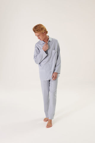 Cotton Pajama Set - Herringbone - Quiet Gray