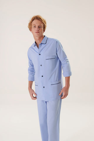 Cotton Pajama Set - Azure