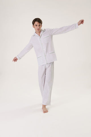 Cotton Pajama Set - Pinstriped - Cherry Red