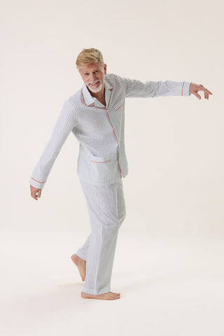 Cotton Pajama Set - Pinstriped - Forest Green