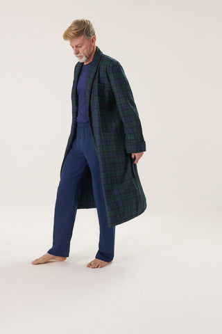 Black Watch Tartan Wool Robe