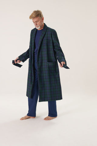 Black Watch Tartan Wool Robe
