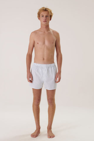 Cotton Boxers - Pinstriped - Ink Blue