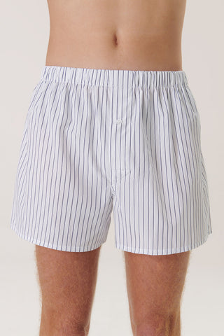 Cotton Boxers - Pinstriped - Ink Blue