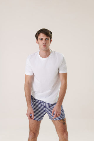 Cotton Boxers - Striped - Ink Blue