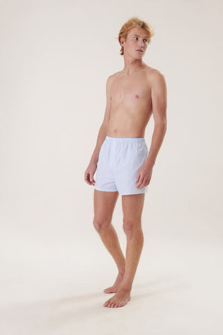 Cotton Boxers - Pinstriped - Sky