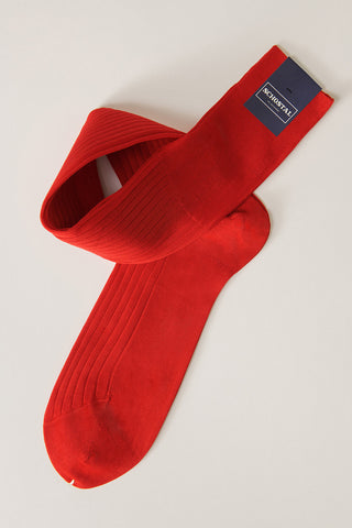 Fine Cotton Lisle Ribbed Socks - Over-the-Calf