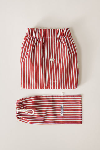 Cotton Boxers - Striped - Cherry Red