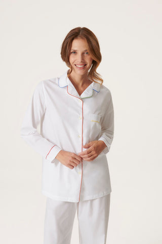 Rainbow Cotton Pajama Set - Pure White