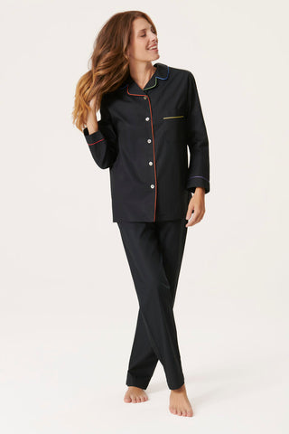 Rainbow Cotton Pajama Set - Jet Black