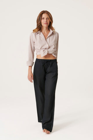 Pure Linen Lounge Pants - Jet Black