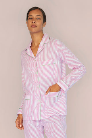 Ultra-Light Cotton Pajama Set - Striped - Dusty Rose