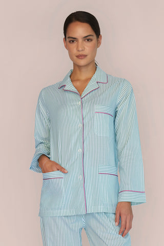 Ultra-Light Cotton Pajama Set - Striped - Kelly Green