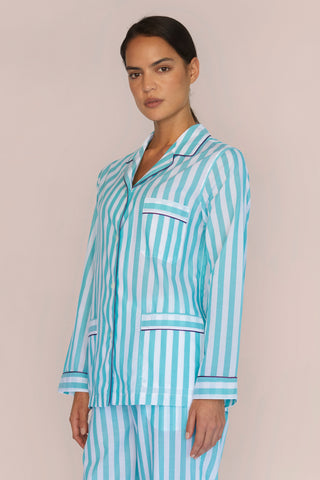 Ultra-Light Cotton Pajama Set - Striped - Mint Green