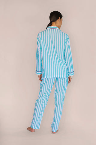 Ultra-Light Cotton Pajama Set - Striped - Mint Green