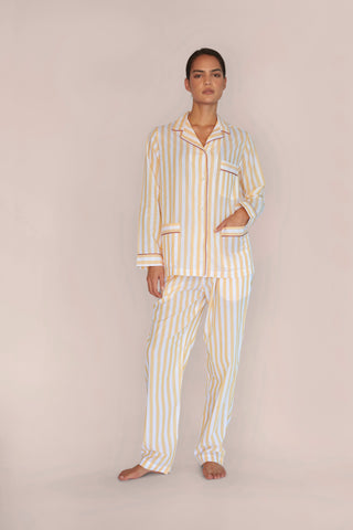 Ultra-Light Cotton Pajama Set - Striped - Limoncello Yellow