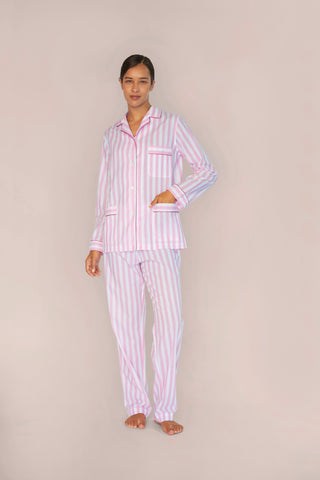 Ultra-Light Cotton Pajama Set - Striped - Dusty Rose