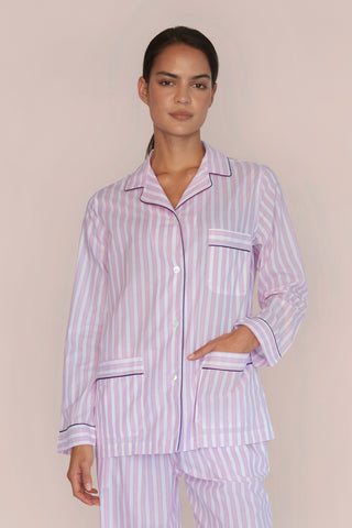Ultra-Light Cotton Pajama Set - Striped - Dusty Rose