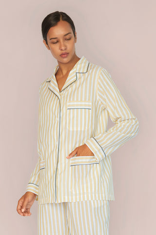 Ultra-Light Cotton Pajama Set - Striped - Limoncello Yellow