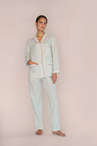 Ultra-Light Cotton Pajama Set - Striped - Limoncello Yellow