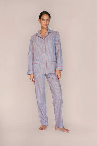 Ultra-Light Cotton Pajama Set - Pinstriped - Cocoa Taupe