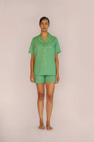 Lightweight Cotton Pajama Shorts Set - Kelly Green