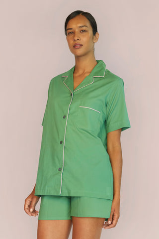 Lightweight Cotton Pajama Shorts Set - Kelly Green