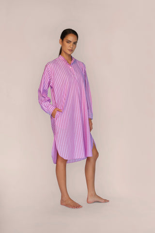 Ultra-Light Cotton Nightshirt - Pinstriped - Candy Rose