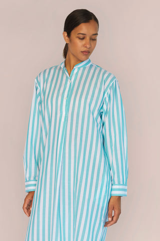 Ultra-Light Cotton Nightshirt - Striped - Mint Green