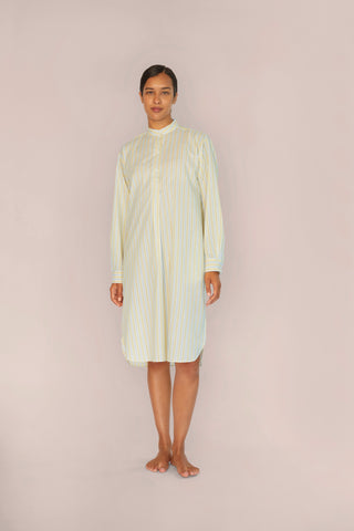 Ultra-Light Cotton Nightshirt - Striped - Limoncello Yellow