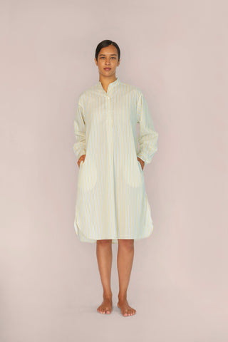 Ultra-Light Cotton Nightshirt - Striped - Limoncello Yellow