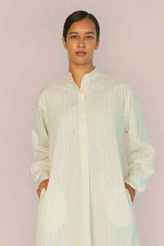 Ultra-Light Cotton Nightshirt - Striped - Limoncello Yellow