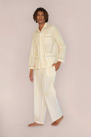 Ultra-Light Cotton Voile Pajama - Striped - Limoncello Yellow