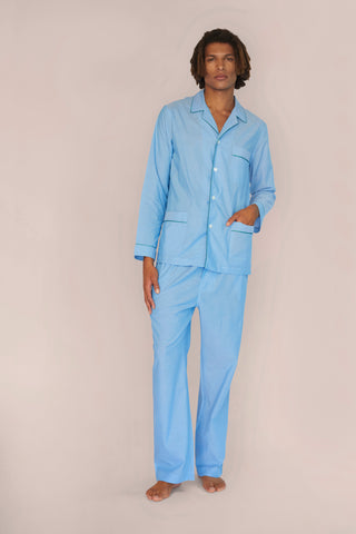 Ultra-Light Cotton Pajama Set - Light Blue