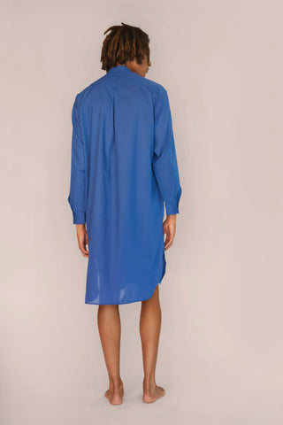 Ultra-Light Cotton Voile Nightshirt - Sapphire Blue