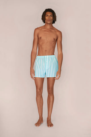 Ultra-Light Cotton Boxers - Striped - Mint Green
