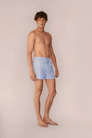 Ultra-Light Cotton Boxers - Striped - Powder Blue