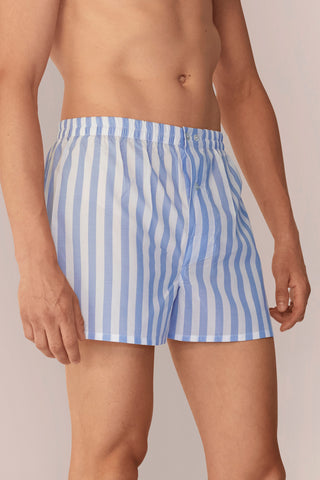 Ultra-Light Cotton Boxers - Striped - Powder Blue