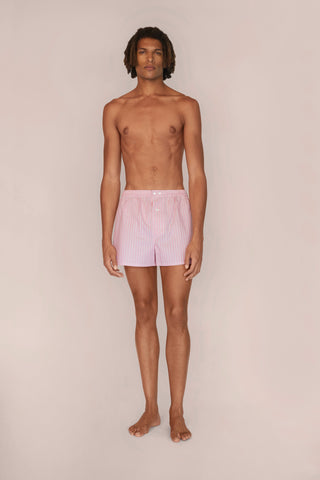 Ultra-Light Cotton Boxers - Pinstriped - Rose and Mint
