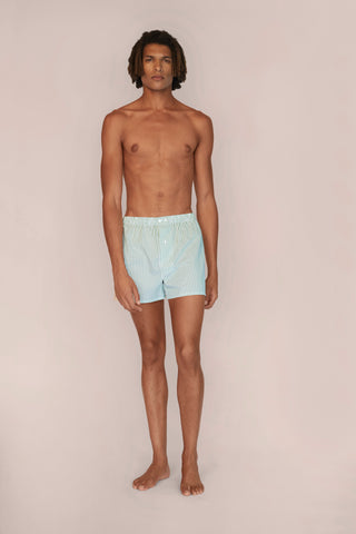Ultra-Light Cotton Boxers - Striped - Kelly Green