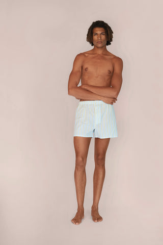 Ultra-Light Cotton Boxers - Striped - Sky