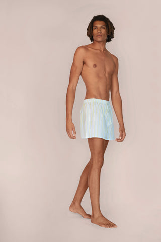 Ultra-Light Cotton Boxers - Striped - Sky