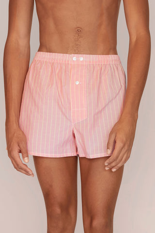 Ultra-Light Cotton Boxers - Pinstriped - Peach and Yellow