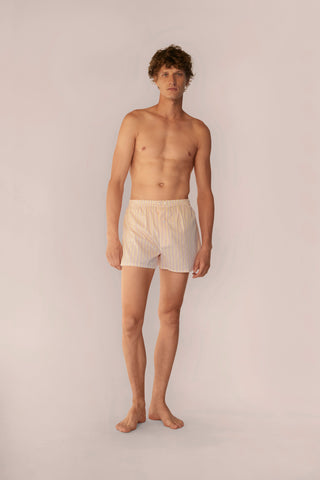 Ultra-Light Cotton Boxers - Striped - Yellow and Rose