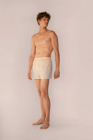 Ultra-Light Cotton Boxers - Striped - Yellow and Rose