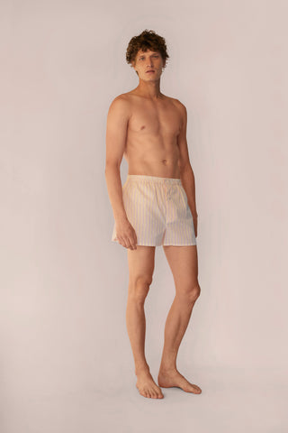 Ultra-Light Cotton Boxers - Striped - Yellow and Rose