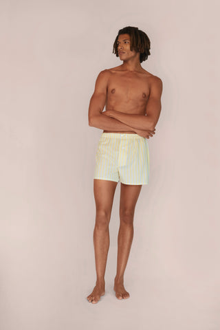 Ultra-Light Cotton Boxers - Striped - Yellow and Gray