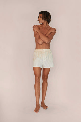 Ultra-Light Cotton Boxers - Pinstriped - Beige and Yellow