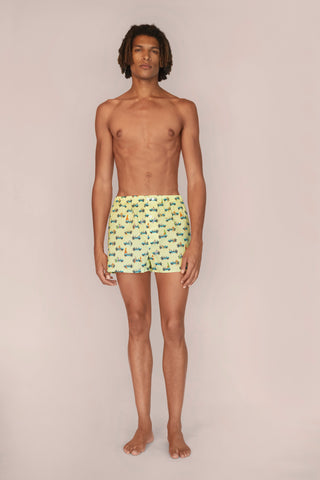 Ultra-Light Cotton Boxers - Surfer Print - Yellow